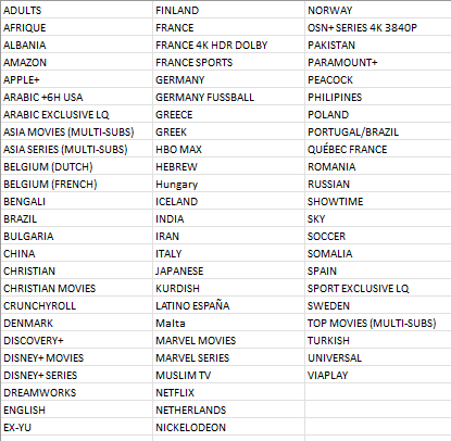 MOVIES & SERIES CATEGORIES